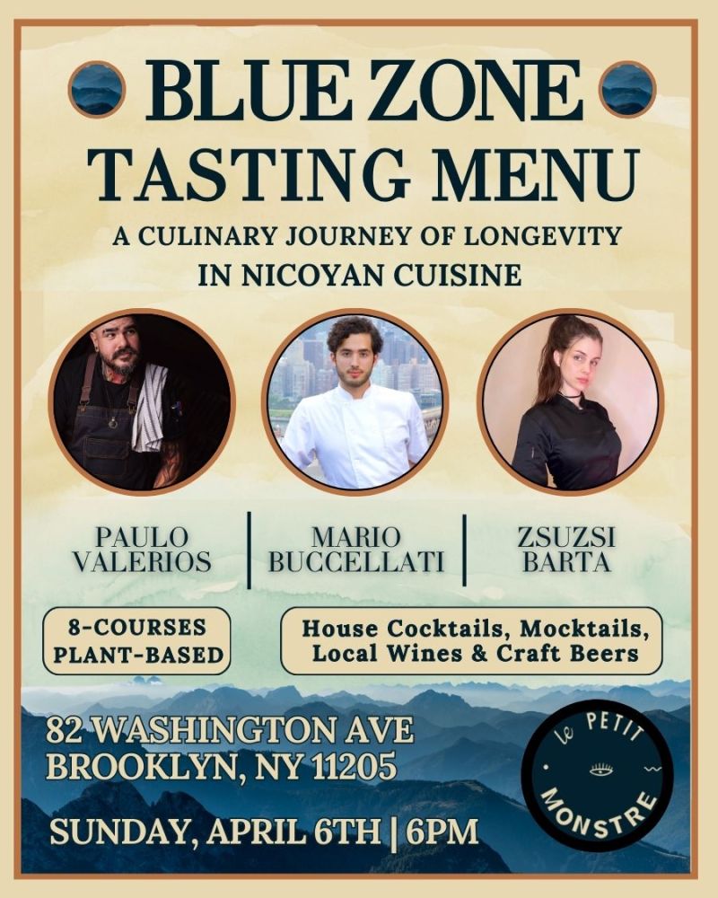 Brooklyn Blue Zone tasting menu April 2025