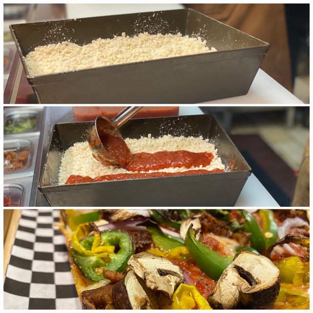 Guerrilla Pizza serves Detroit vegan pizza in Las Vegas. For more vegan pizza options in Las Vegas, visit www.vegansbaby.com