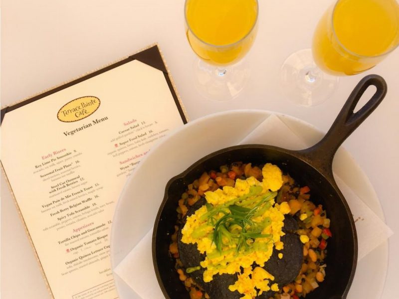 Terrace Pointe Cafe inside Wynn Las Vegas, offers a variety of vegan options for breakfast and lunch. Our favorite is the tofu scramble. And bottomless mimosas for $22. For more vegan dining options in Las Vegas, visit www.vegansbaby.com/vegansbaby2018