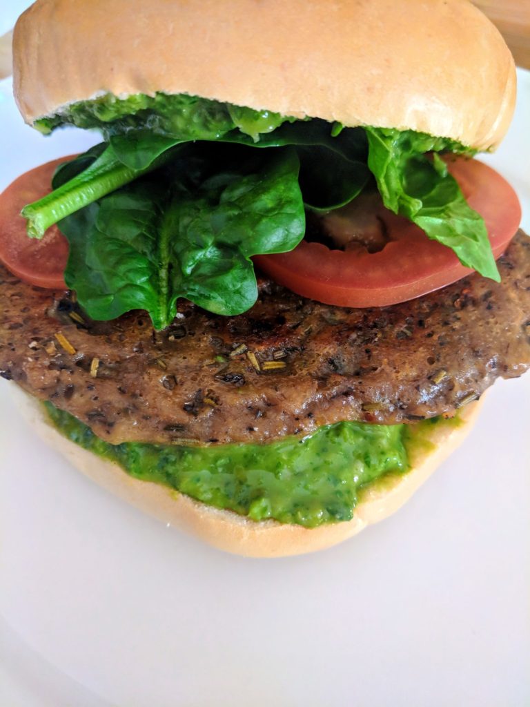 Ruse's Rosemary Sausage and Pesto Bagel Sandwich is available at Boca Park's Sambalatte for a limited time. For more on vegan restaurants in Las Vegas, visit www.vegansbaby.com
