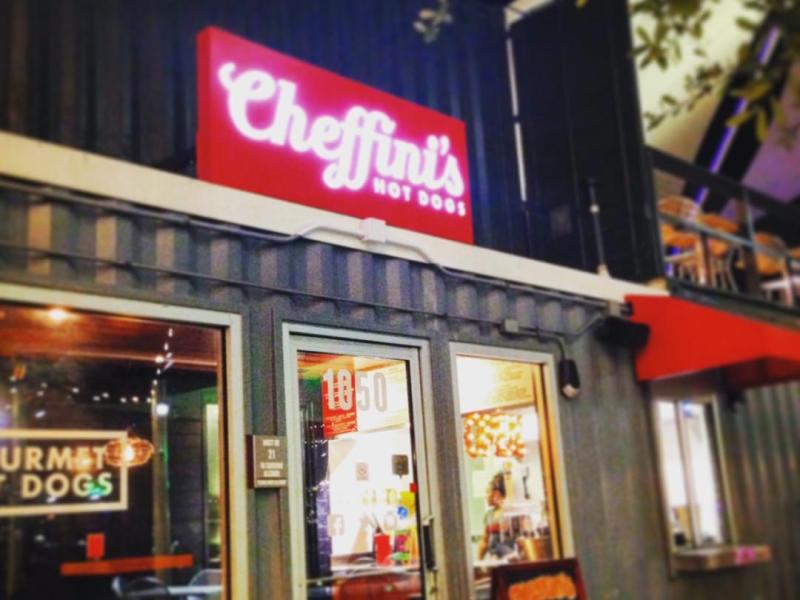 Vegan hot dogs you can sink your teeth in to at Cheffini's located in Las Vegas' Downtown Container Park. For more vegan dining options in Las Vegas, visit www.vegansbaby.com/vegansbaby2018