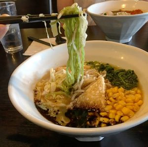 Moko Ramen serves a vegan spinach noodle ramen and more vegan options in Las Vegas. For more vegan food in Las Vegas, visit www.vegansbaby.com/vegansbaby2018