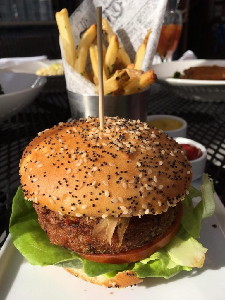 Triple George Grill in Downtown Las Vegas has a gluten-free, vegan menu (glegan). For more vegan dining in Las Vegas, visit www.vegansbaby.com/vegansbaby2018