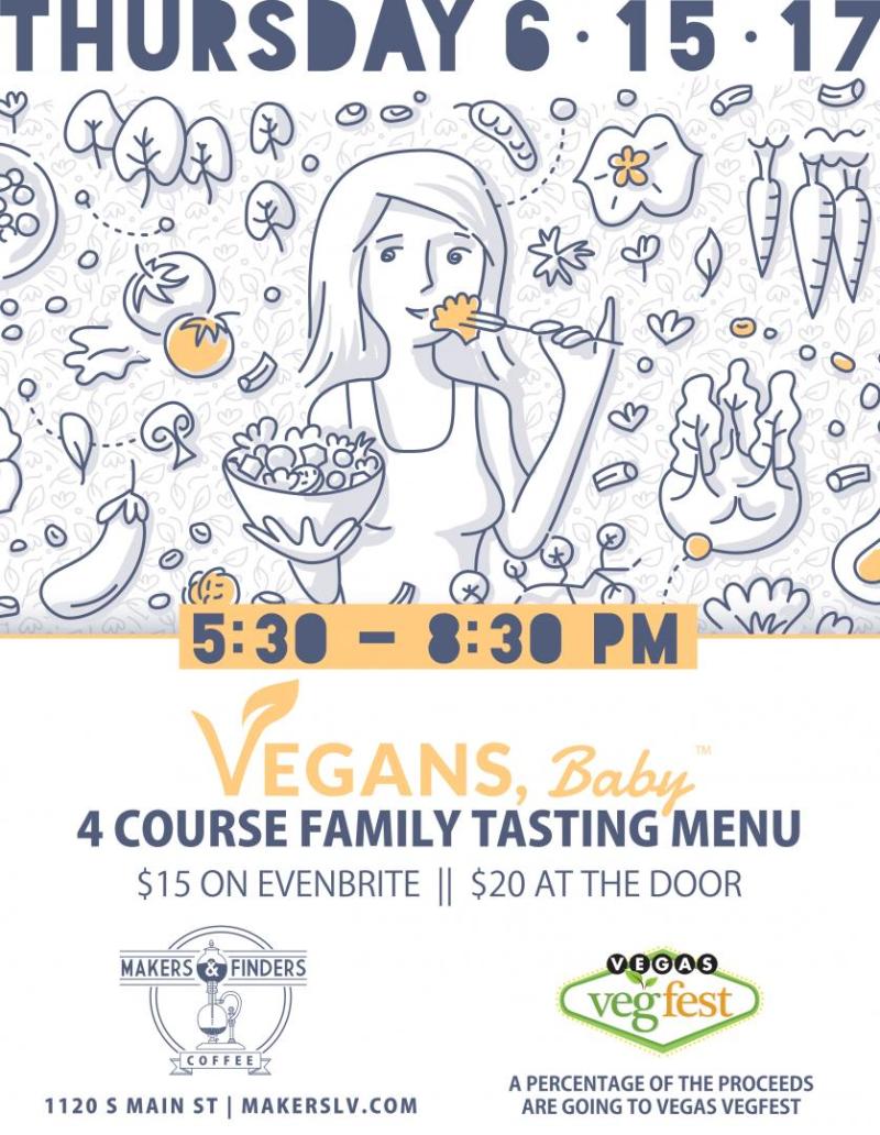 Makers and Finders and Vegans, Baby bring you a special vegan tasting event on June 15 to celebrate the launch of the new vegan menu at Makers and Finders. 