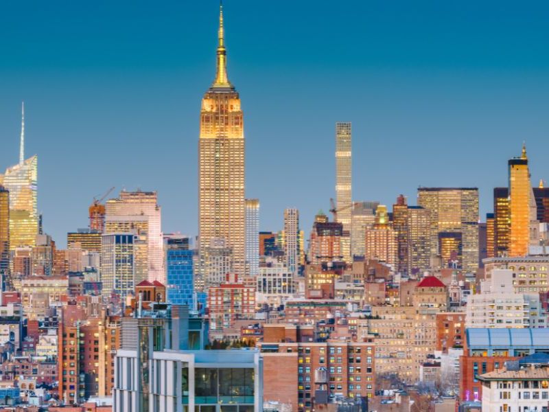 New York City skyline view for vegan travel planning