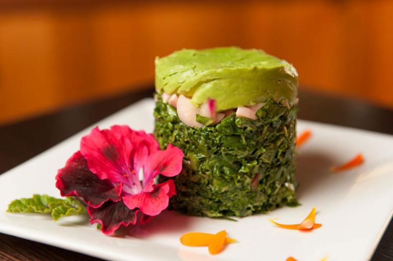 Vegan gourmet entrée at Ravens Restaurant Mendocino