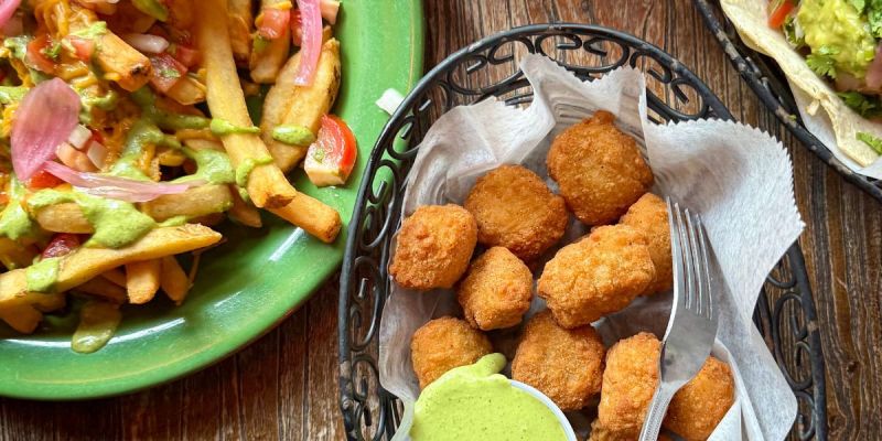 Vegan bar food in New York City including fries and plant-based bites
