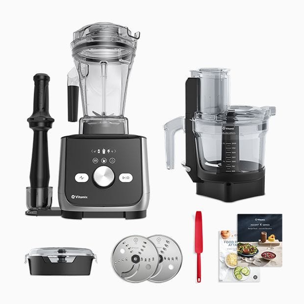 Vitamix Ascent Series blender with food processor attachment and accessories