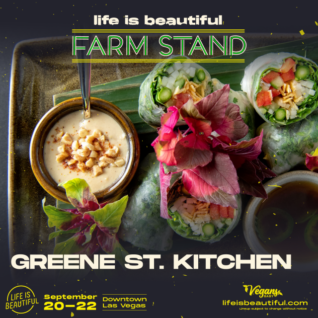 There are vegan options at Life is Beautiful 2019. Check out The Farm Stand, curated by Diana Edelman of Vegans, Baby for daily vegan options featuring acclaimed restaurants and chefs in Las Vegas. For more Las Vegas vegan dining news, visit www.vegansbaby.com