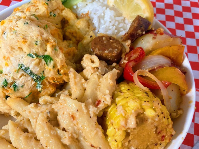 Vegan Boil Shack offers vegan boil bags, cheddar biscuits and more for delivery in Las Vegas. For more vegan options in Las Vegas visit www.vegansbaby.com